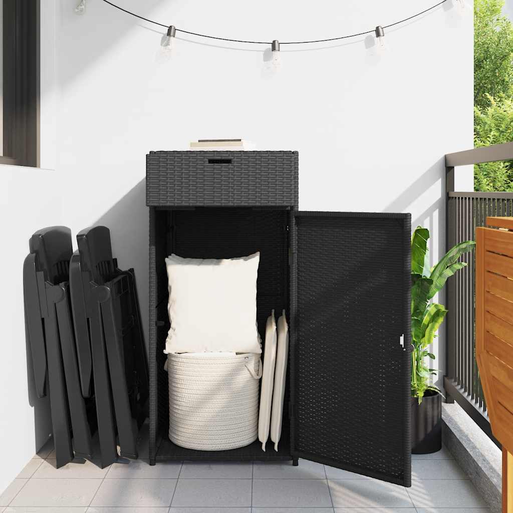 opbevaringsskab til haven 55x55x111 cm polyrattan sort