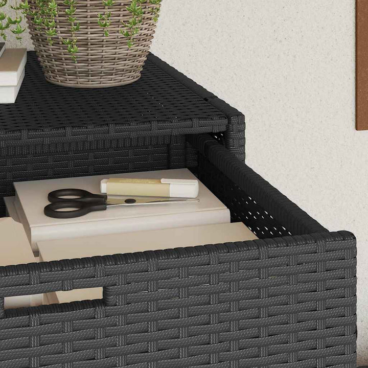 opbevaringsskab til haven 55x55x111 cm polyrattan sort
