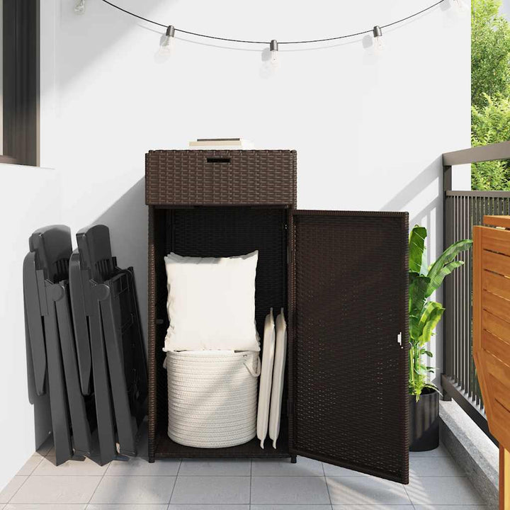 opbevaringsskab til haven 55x55x111 cm polyrattan brun
