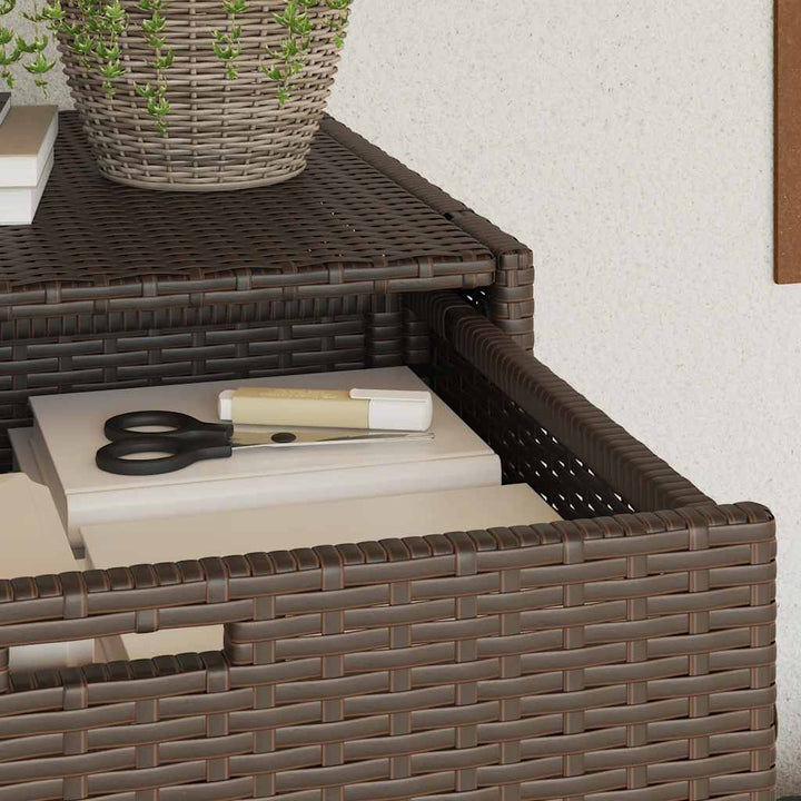 opbevaringsskab til haven 55x55x111 cm polyrattan brun