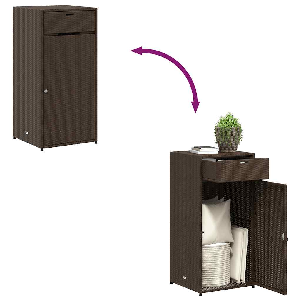 opbevaringsskab til haven 55x55x111 cm polyrattan brun