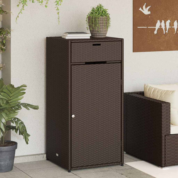 opbevaringsskab til haven 55x55x111 cm polyrattan brun