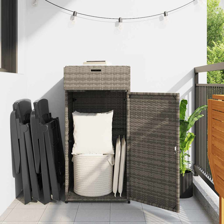 opbevaringsskab til haven 55x55x111 cm polyrattan grå