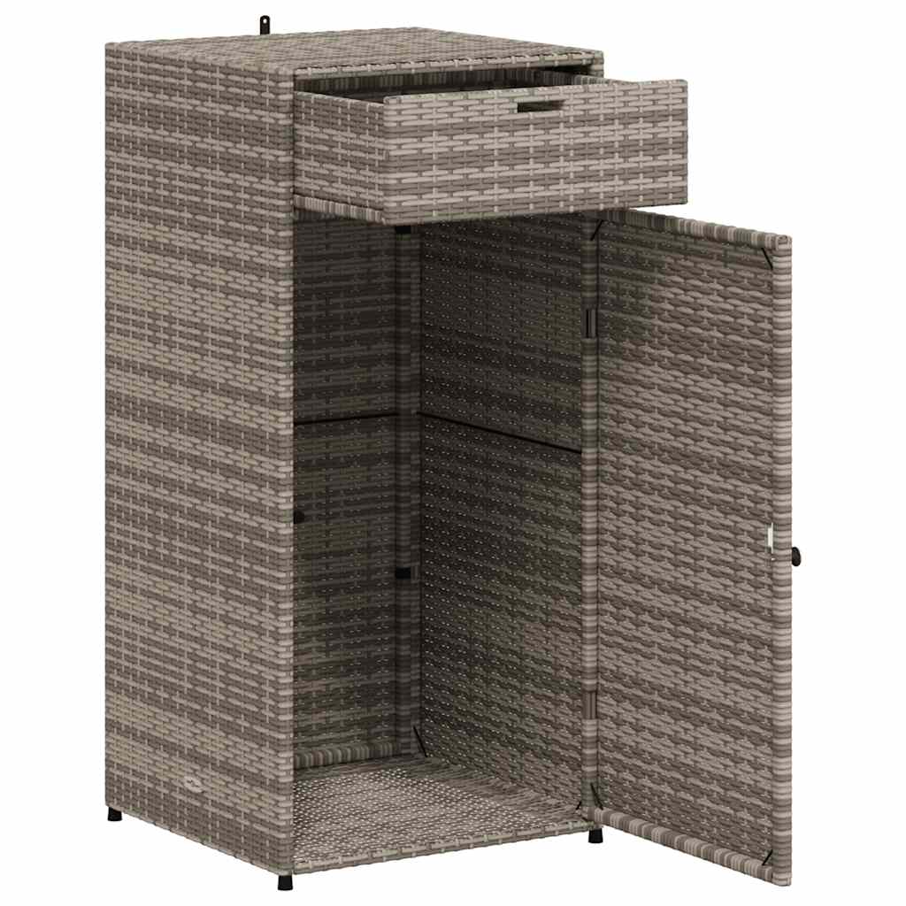 opbevaringsskab til haven 55x55x111 cm polyrattan grå