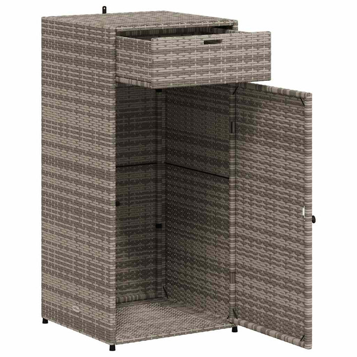 opbevaringsskab til haven 55x55x111 cm polyrattan grå