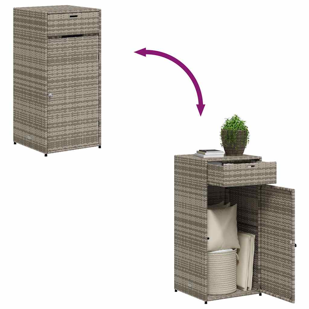 opbevaringsskab til haven 55x55x111 cm polyrattan grå
