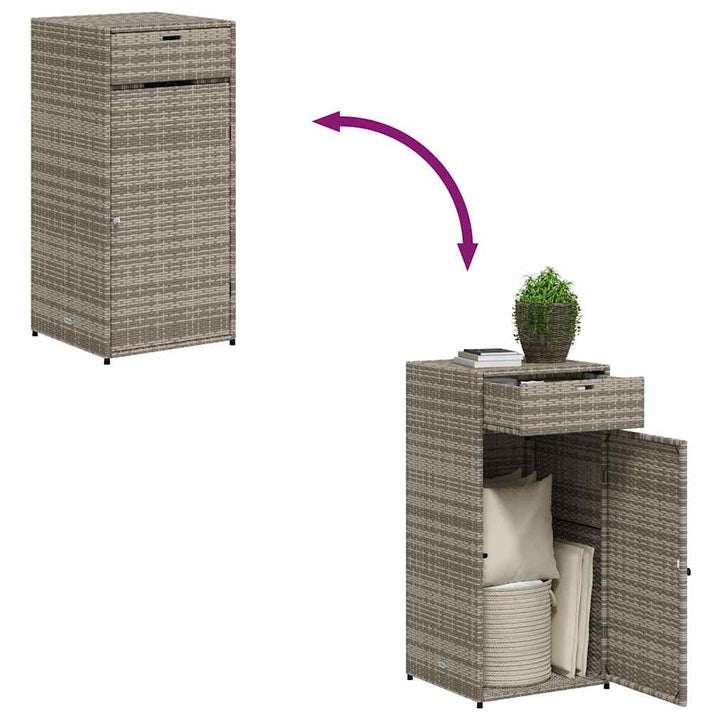opbevaringsskab til haven 55x55x111 cm polyrattan grå