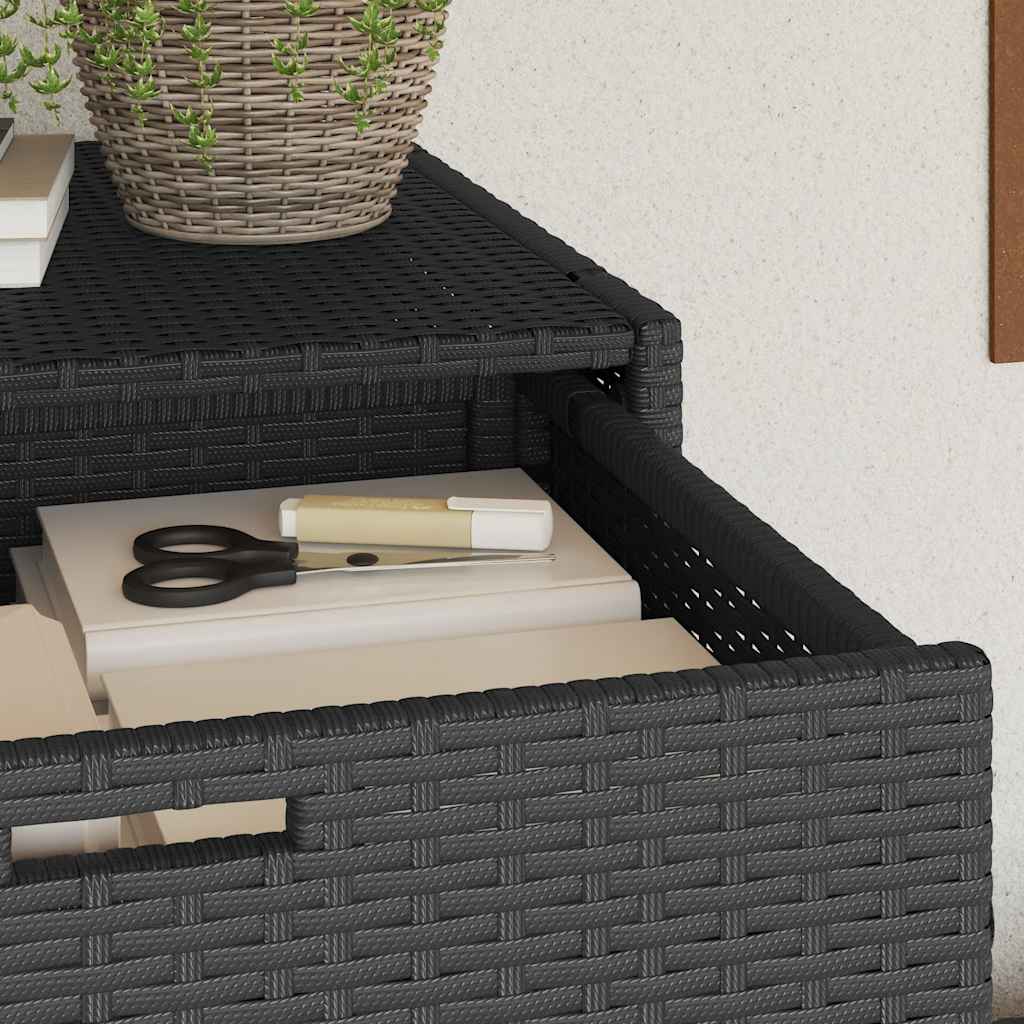 opbevaringsskab til haven 105x55x113 cm polyrattan sort