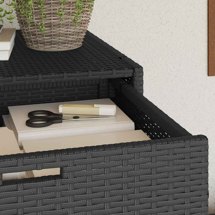 opbevaringsskab til haven 105x55x113 cm polyrattan sort