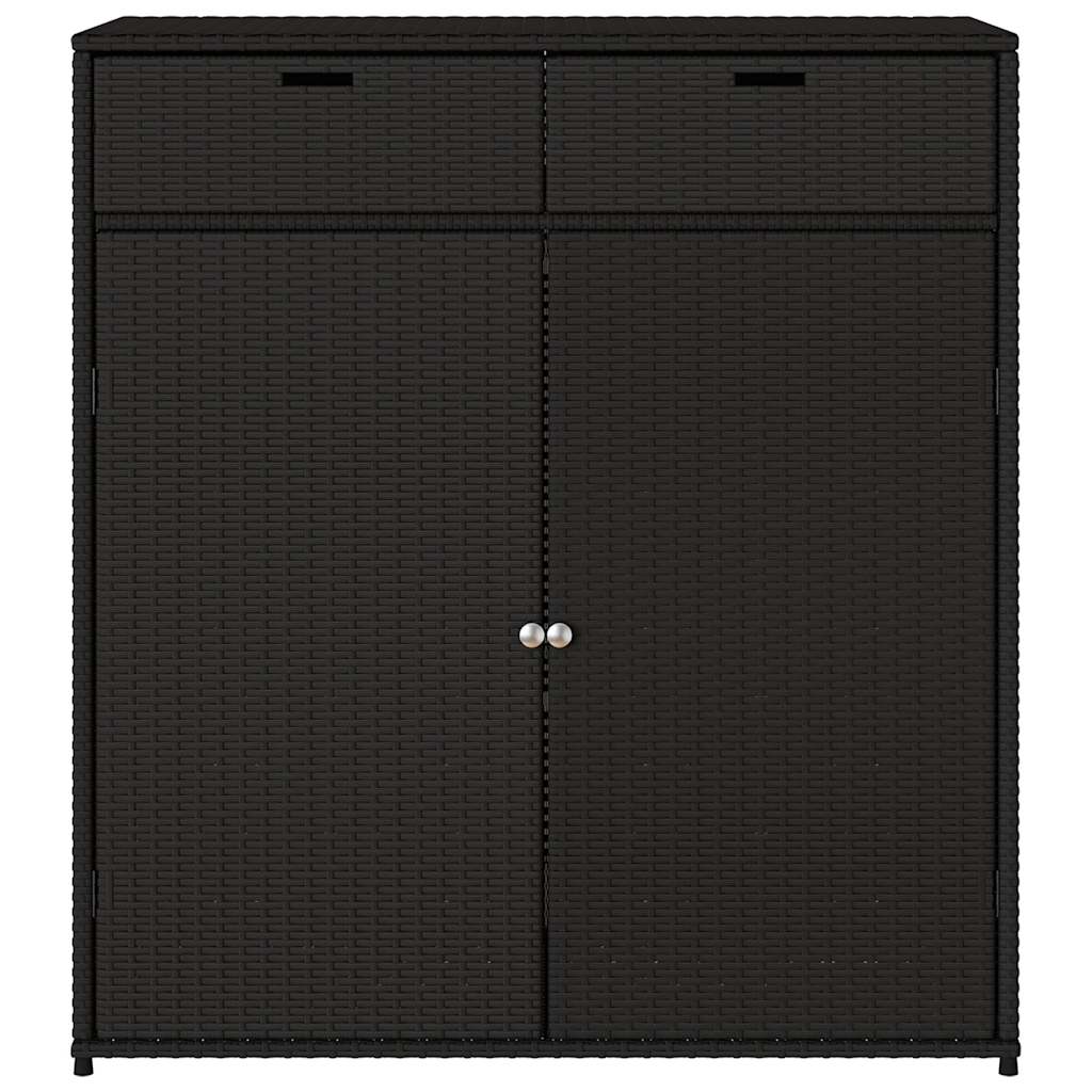 opbevaringsskab til haven 105x55x113 cm polyrattan sort