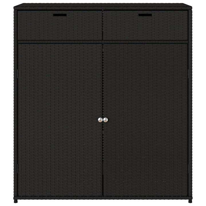 opbevaringsskab til haven 105x55x113 cm polyrattan sort
