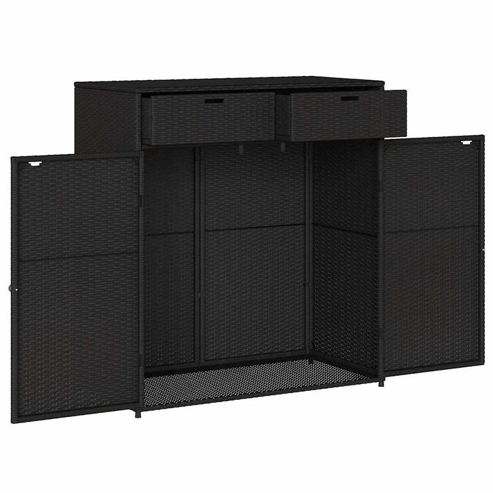 opbevaringsskab til haven 105x55x113 cm polyrattan sort