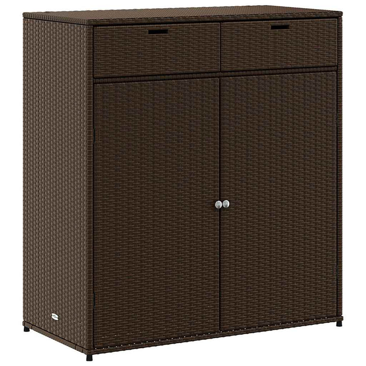 opbevaringsskab til haven 105x55x113 cm polyrattan brun