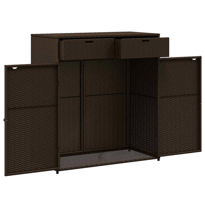 opbevaringsskab til haven 105x55x113 cm polyrattan brun