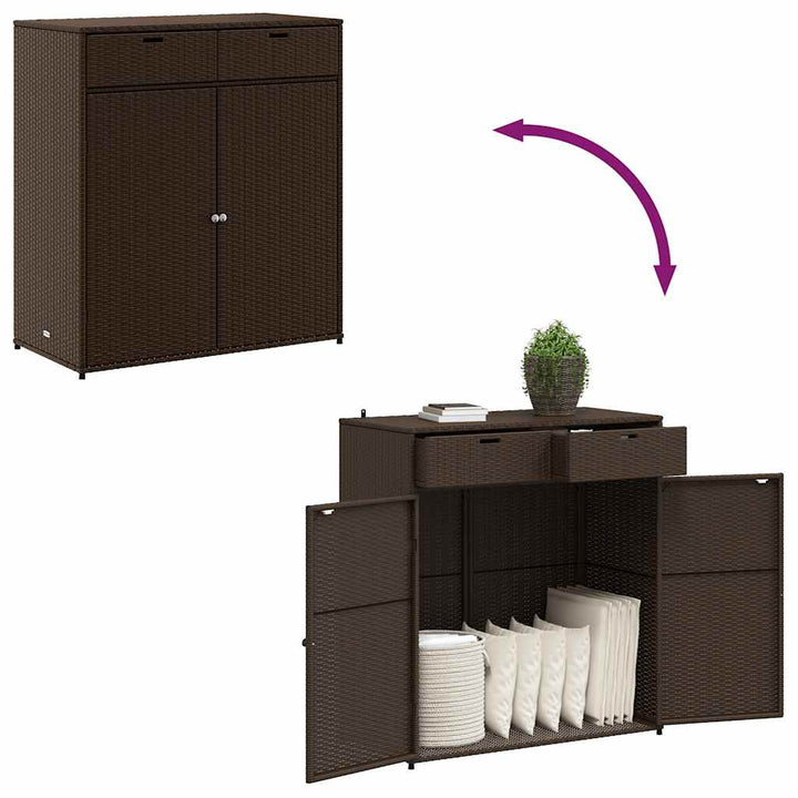 opbevaringsskab til haven 105x55x113 cm polyrattan brun