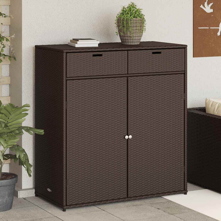 opbevaringsskab til haven 105x55x113 cm polyrattan brun