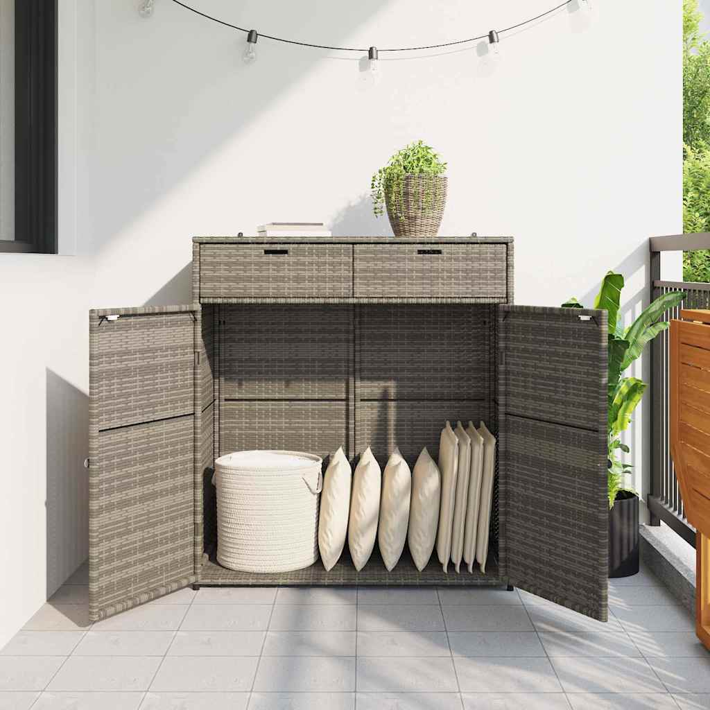 opbevaringsskab til haven 105x55x113 cm polyrattan grå