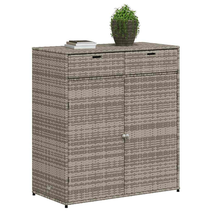 opbevaringsskab til haven 105x55x113 cm polyrattan grå