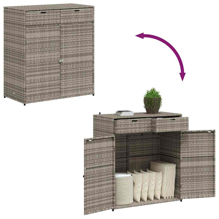 opbevaringsskab til haven 105x55x113 cm polyrattan grå