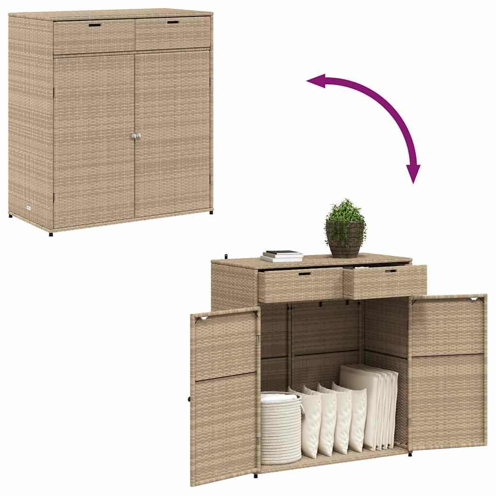 opbevaringsskab til haven 105x55x113 cm polyrattan beige