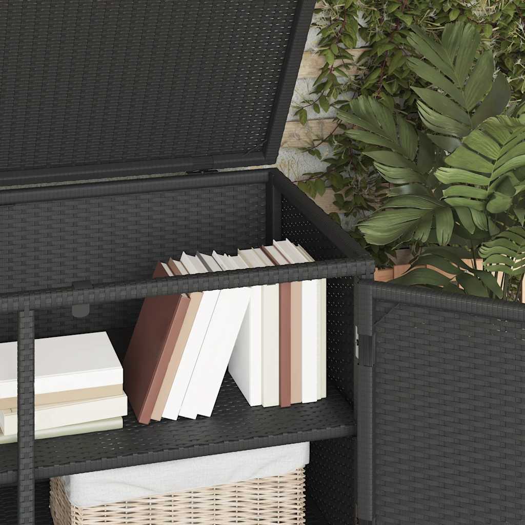 opbevaringsskab til haven 110x55x60,5 cm polyrattan sort