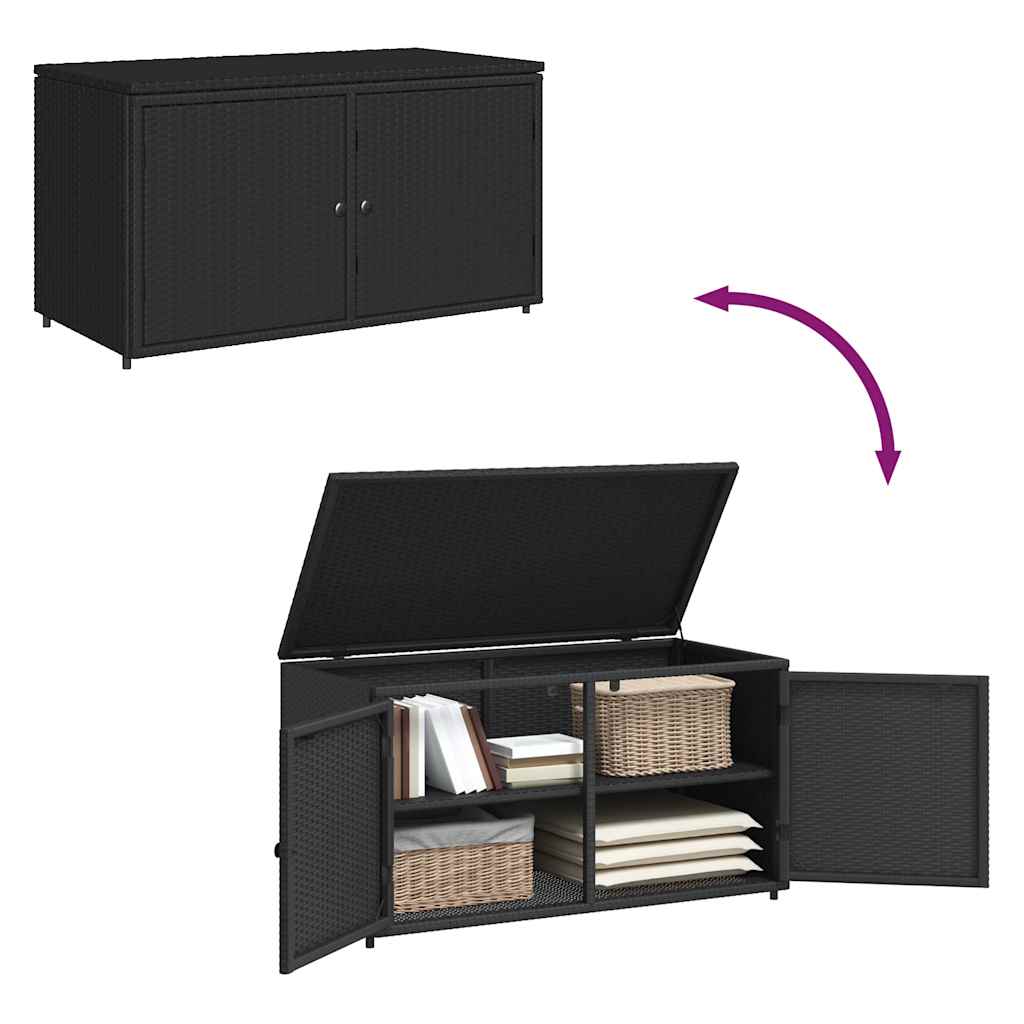 opbevaringsskab til haven 110x55x60,5 cm polyrattan sort