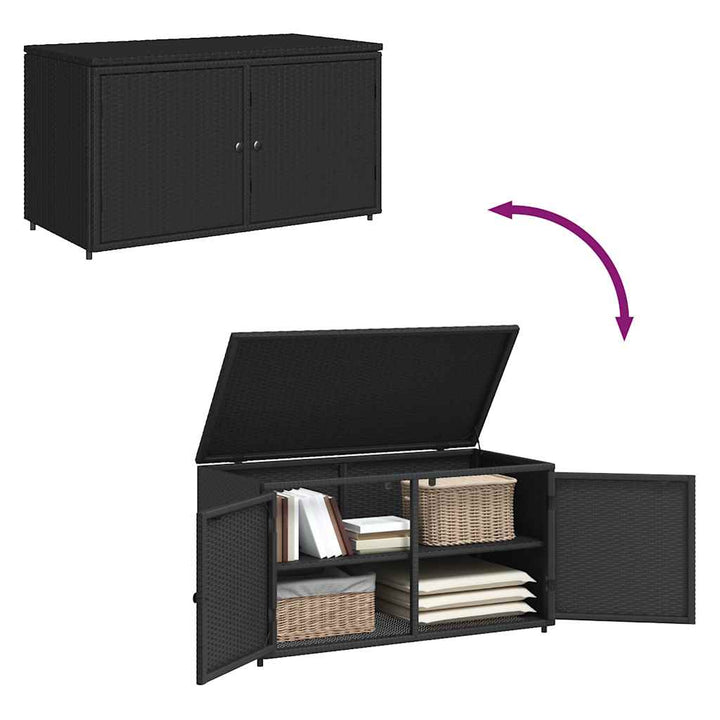 opbevaringsskab til haven 110x55x60,5 cm polyrattan sort