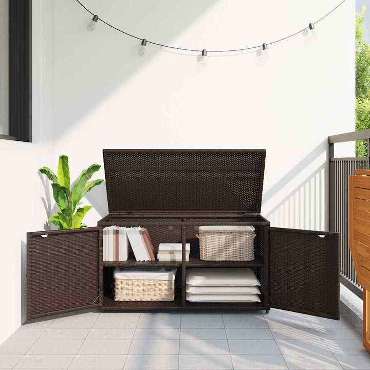 opbevaringsskab til haven 110x55x60,5 cm polyrattan brun