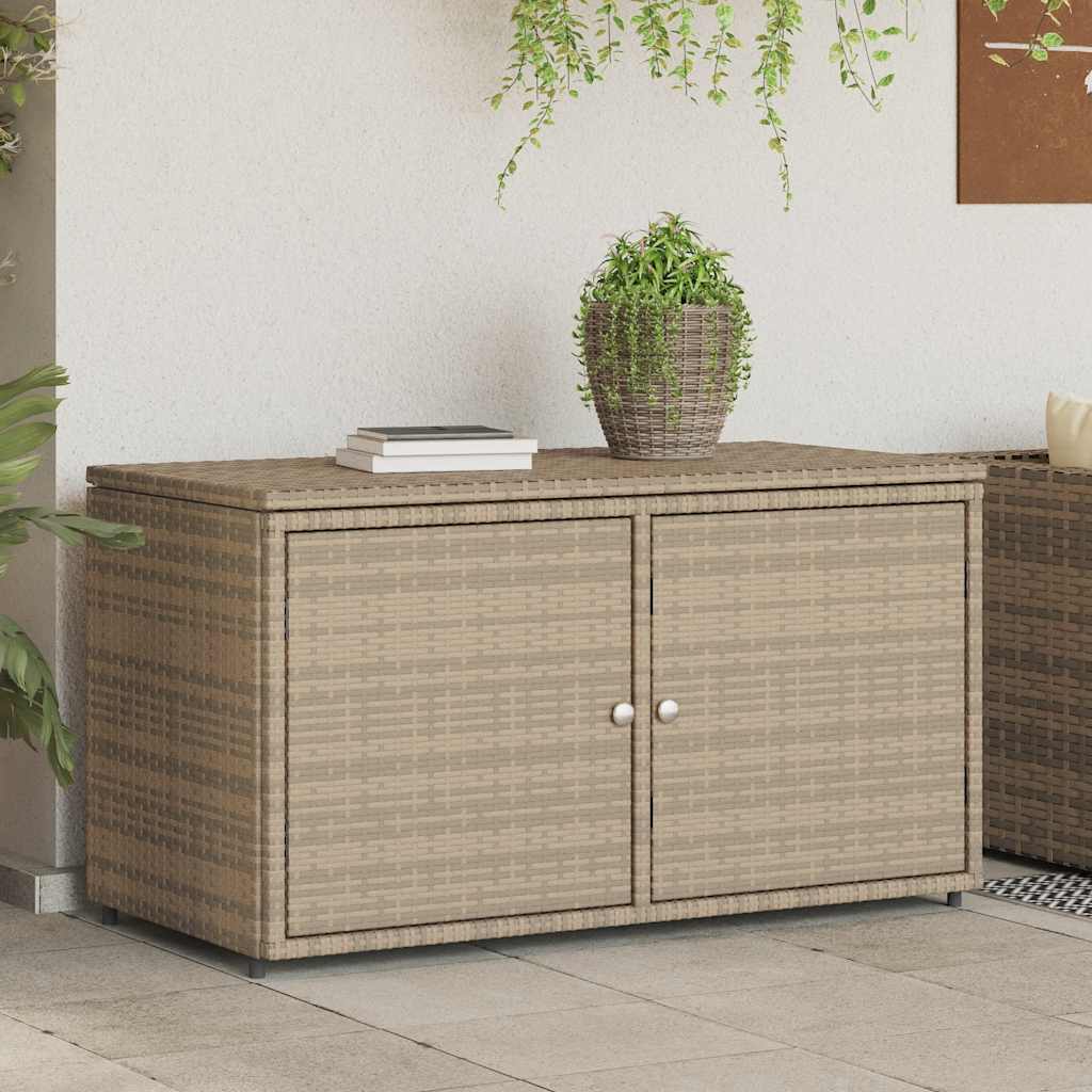 opbevaringsskab til haven 110x55x60,5 cm polyrattan beige