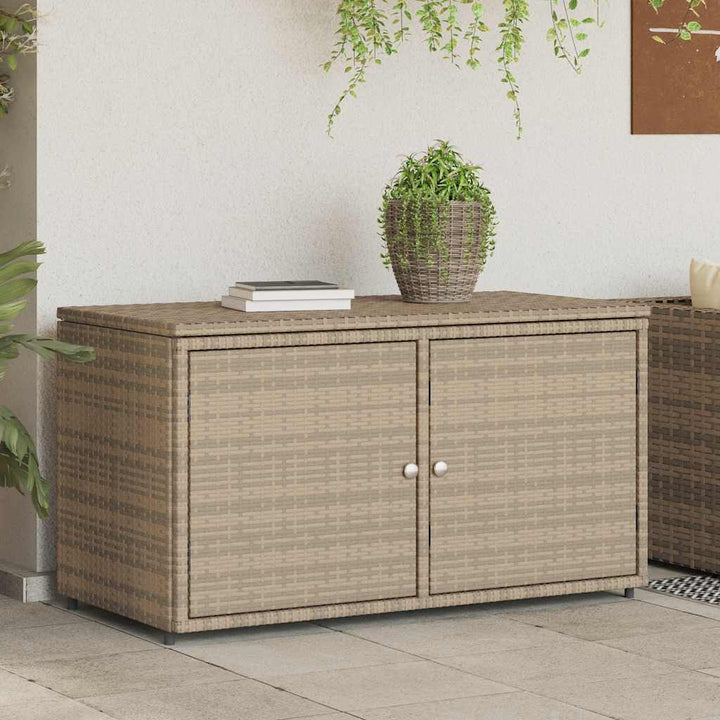 opbevaringsskab til haven 110x55x60,5 cm polyrattan beige