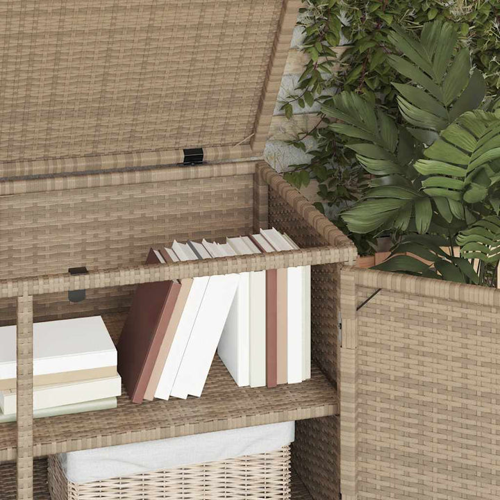 opbevaringsskab til haven 110x55x60,5 cm polyrattan beige