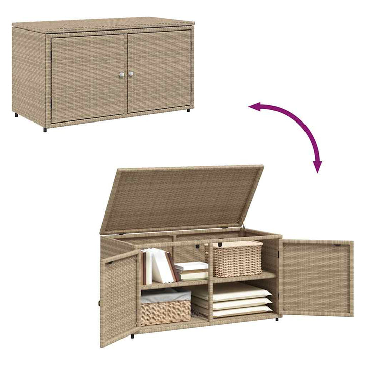 opbevaringsskab til haven 110x55x60,5 cm polyrattan beige