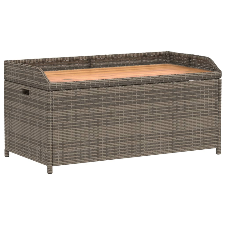 opbevaringsbænk 100x50x52 cm polyrattan og akacietræ grå