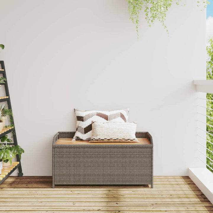 opbevaringsbænk 100x50x52 cm polyrattan og akacietræ grå