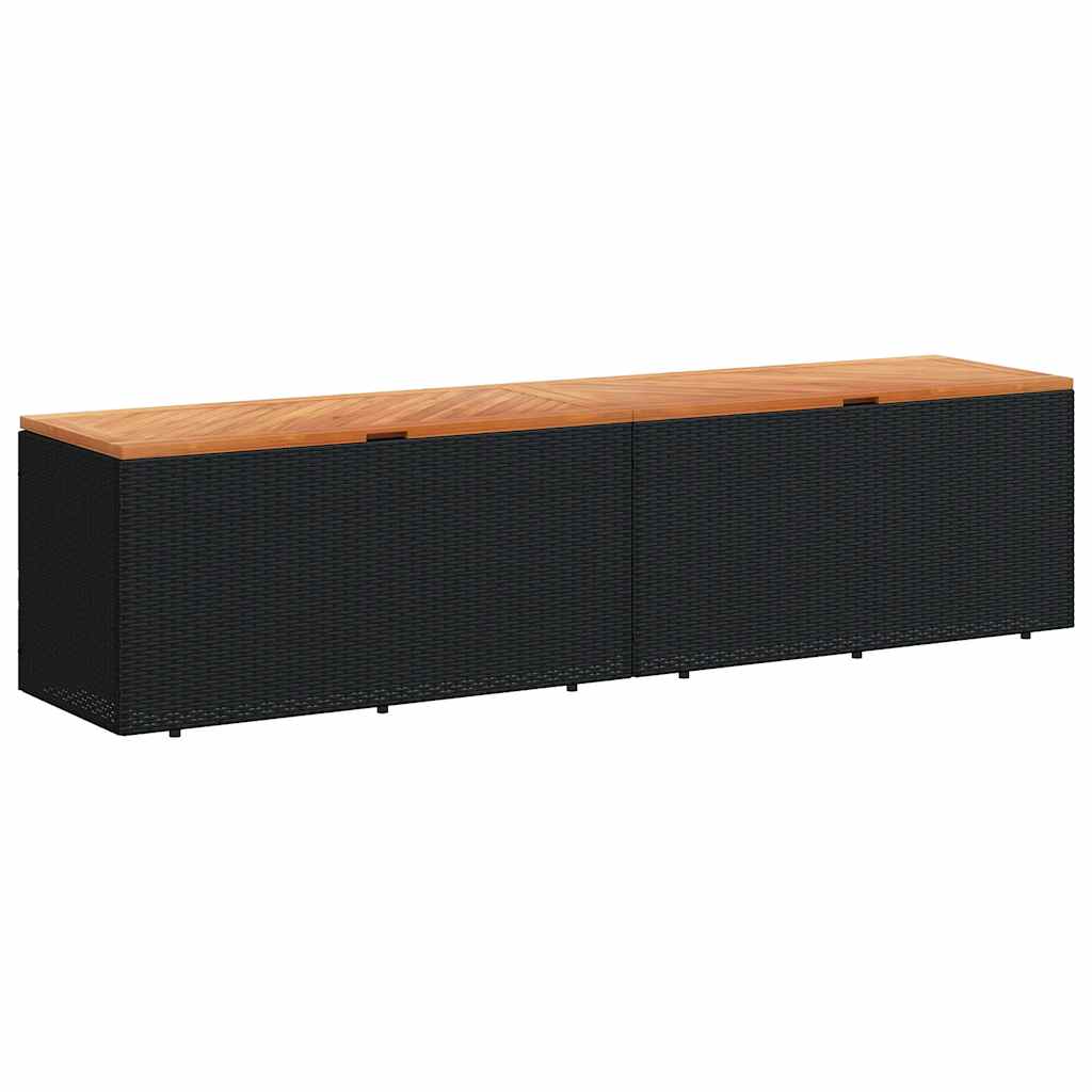opbevaringsboks til haven 220x50x54 cm polyrattan akacie sort