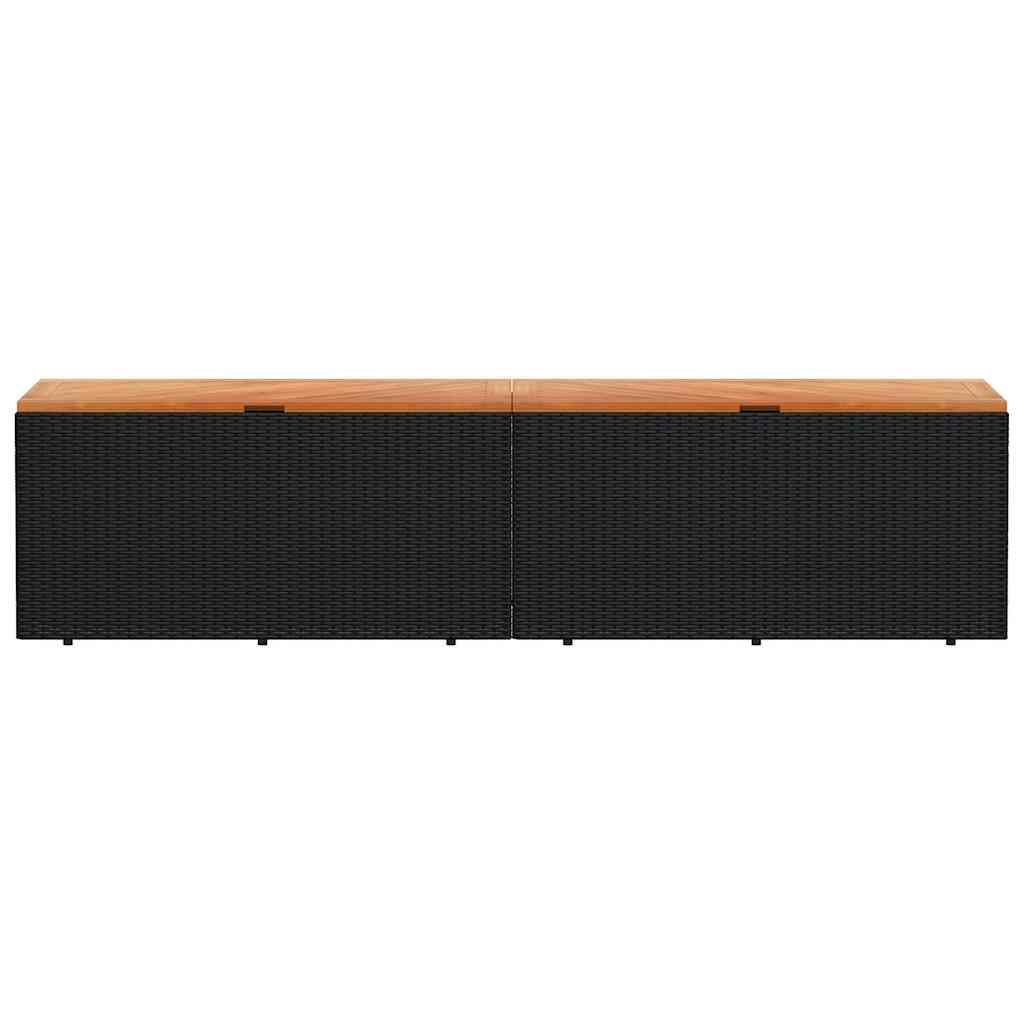 opbevaringsboks til haven 220x50x54 cm polyrattan akacie sort