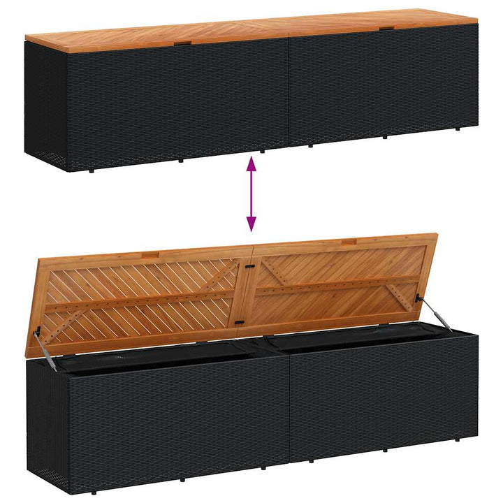 opbevaringsboks til haven 220x50x54 cm polyrattan akacie sort