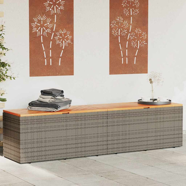 opbevaringsboks til haven 220x50x54 cm polyrattan akacietræ grå