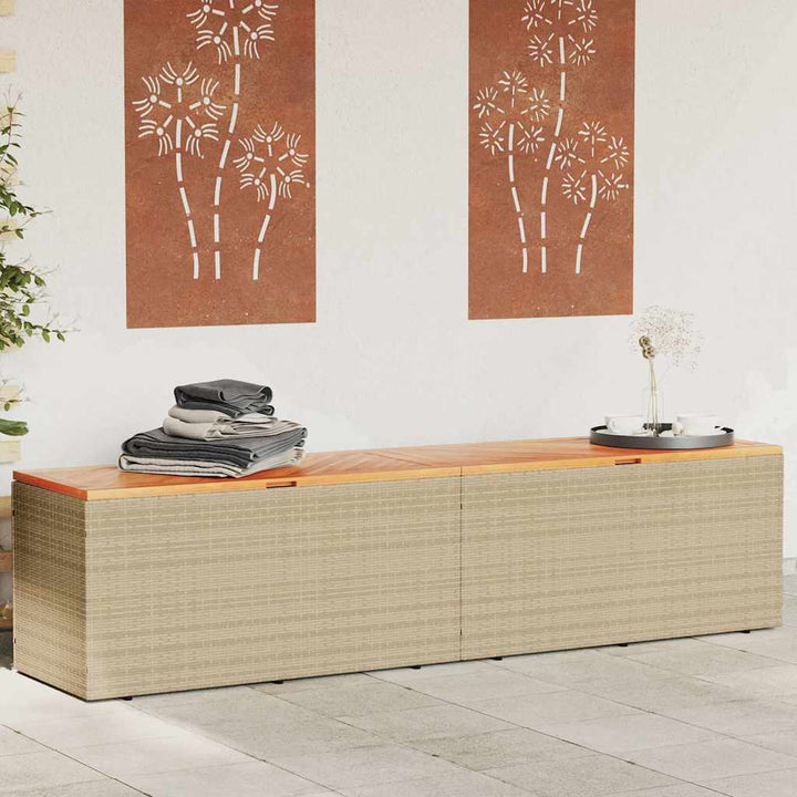 opbevaringsboks til haven 220x50x54 cm polyrattan akacie beige
