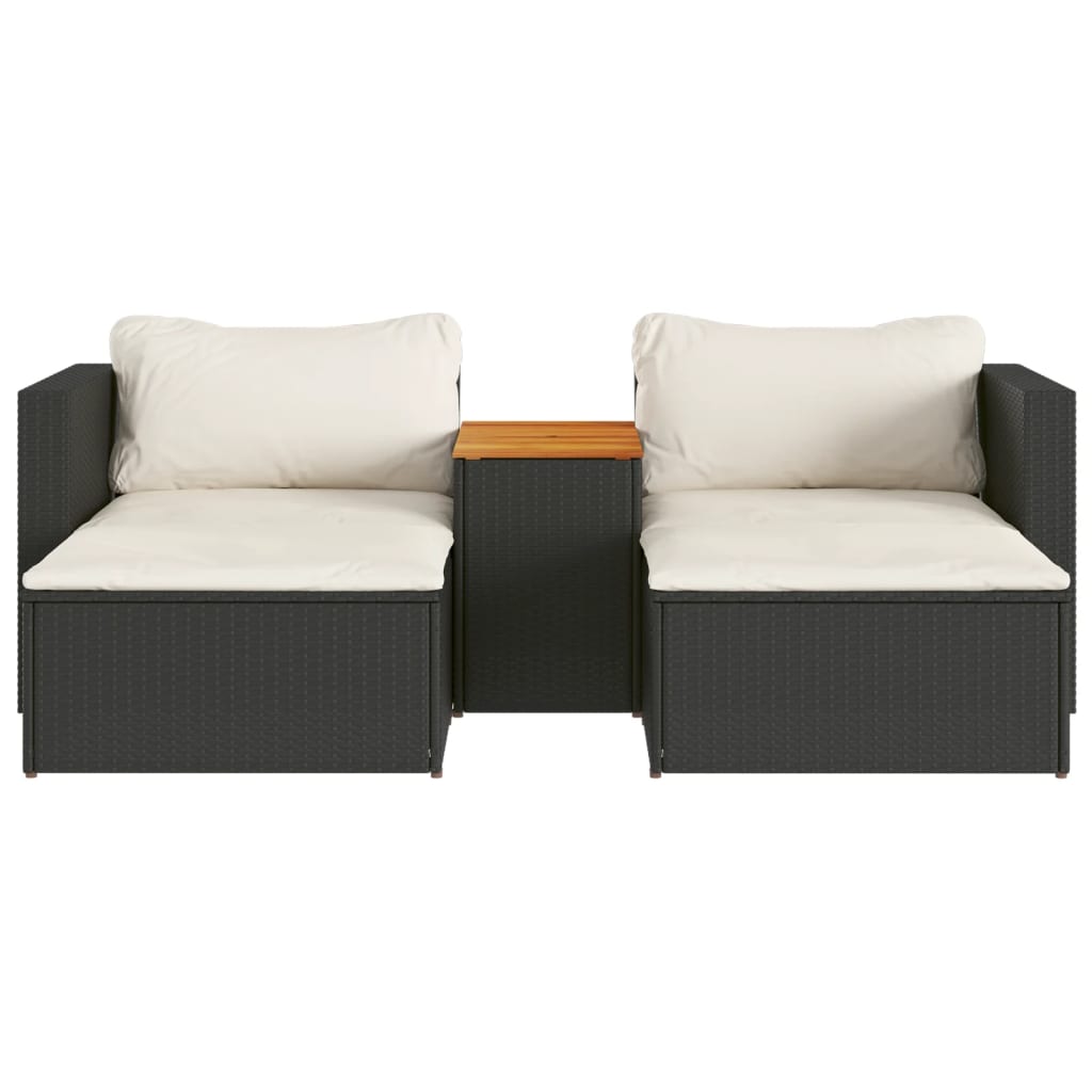 sofasæt til haven 5 dele med hynder polyrattan akacietræ sort