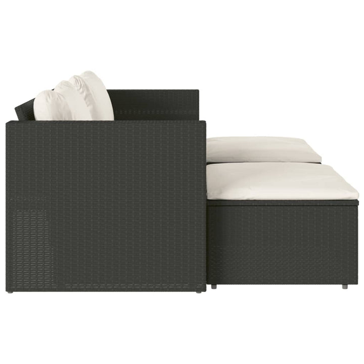 sofasæt til haven 5 dele med hynder polyrattan akacietræ sort