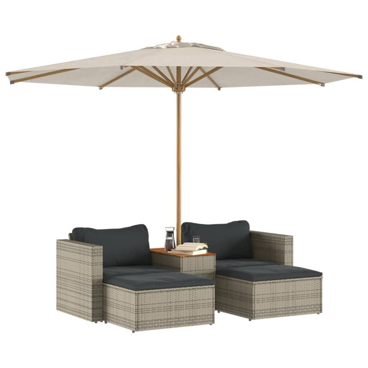sofasæt 5 dele med hynder polyrattan akacietræ grå