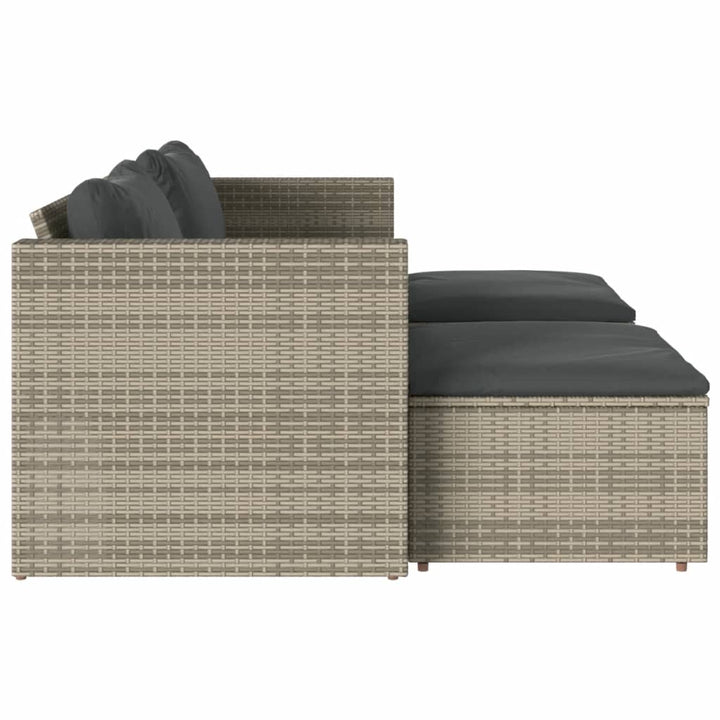 sofasæt 5 dele med hynder polyrattan akacietræ grå