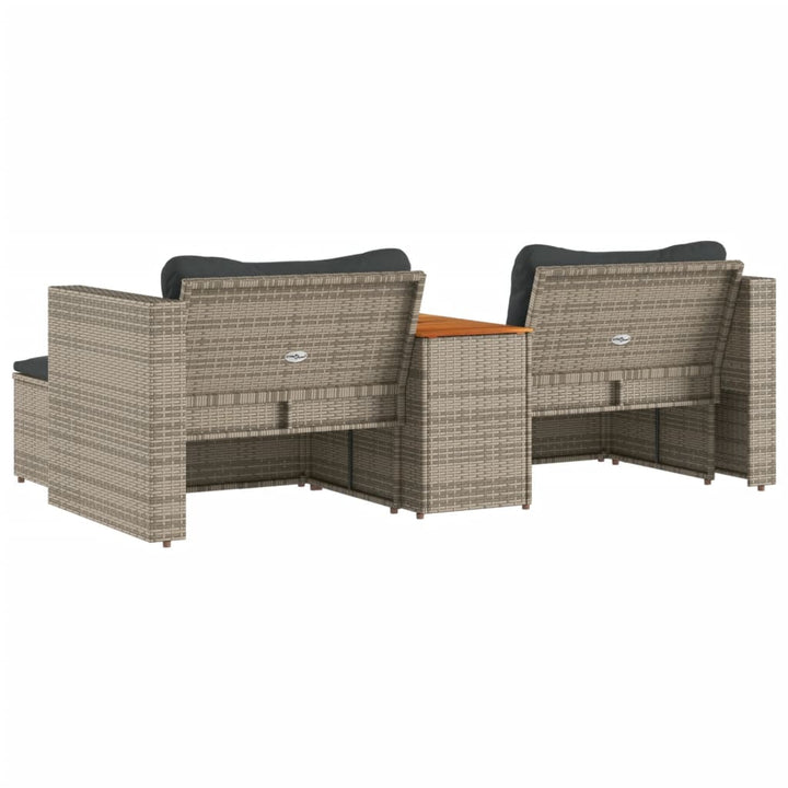 sofasæt 5 dele med hynder polyrattan akacietræ grå