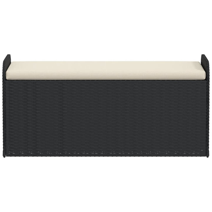 opbevaringsbænk med hynde 115x51x52 cm polyrattan sort