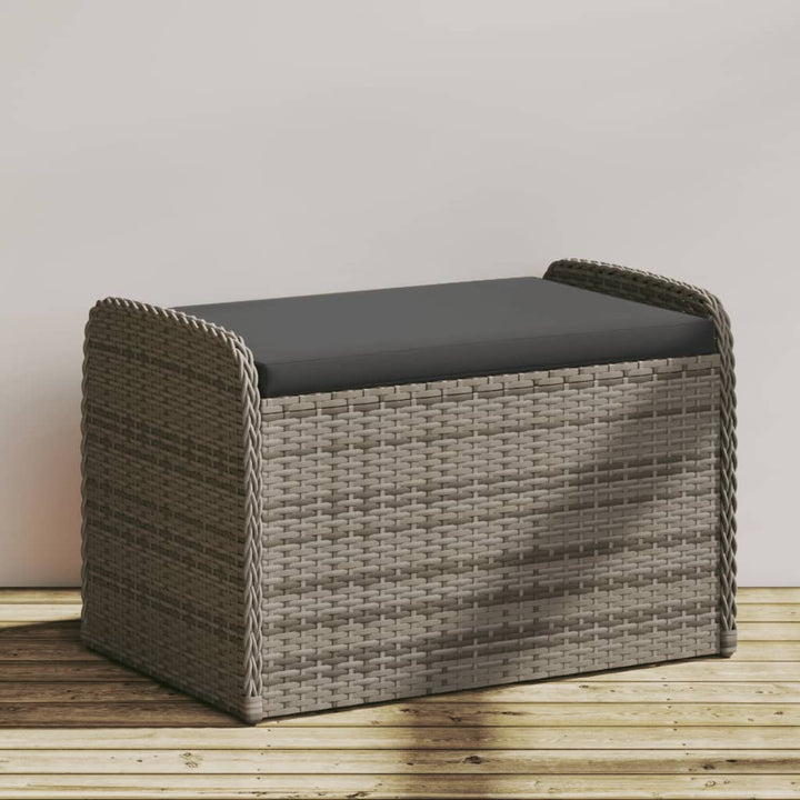 opbevaringsbænk med hynde 80x51x52 cm polyrattan grå