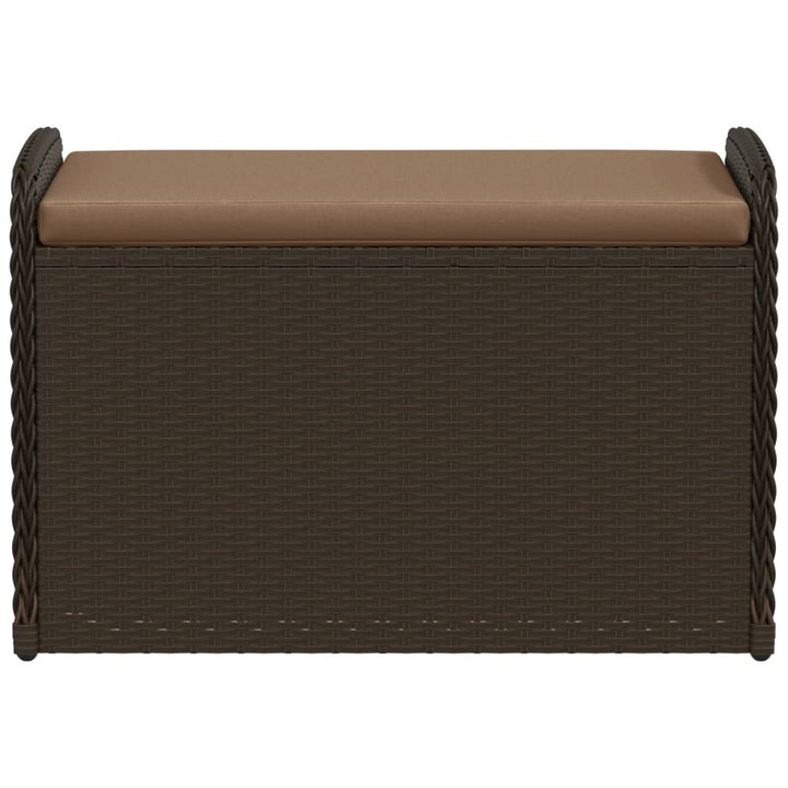 opbevaringsbænk med hynde 80x51x52 cm polyrattan brun