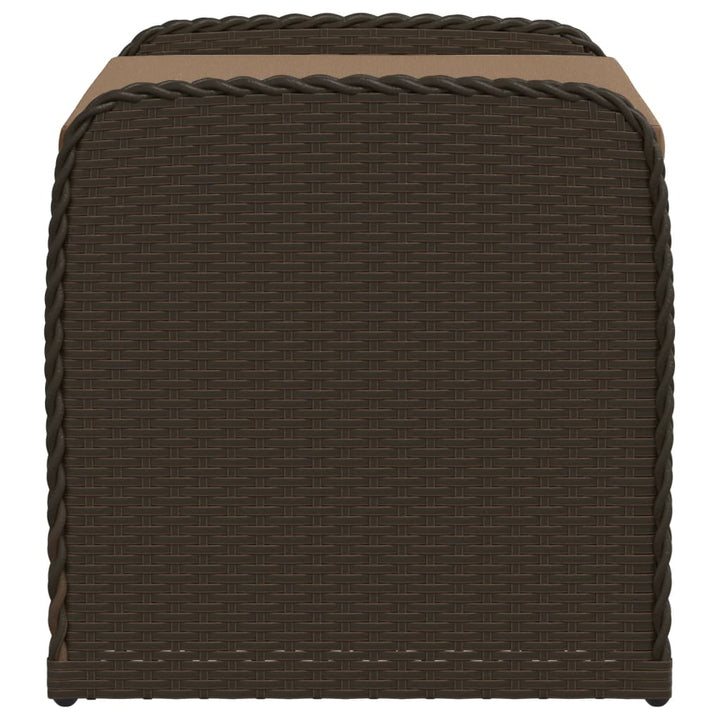 opbevaringsbænk med hynde 80x51x52 cm polyrattan brun