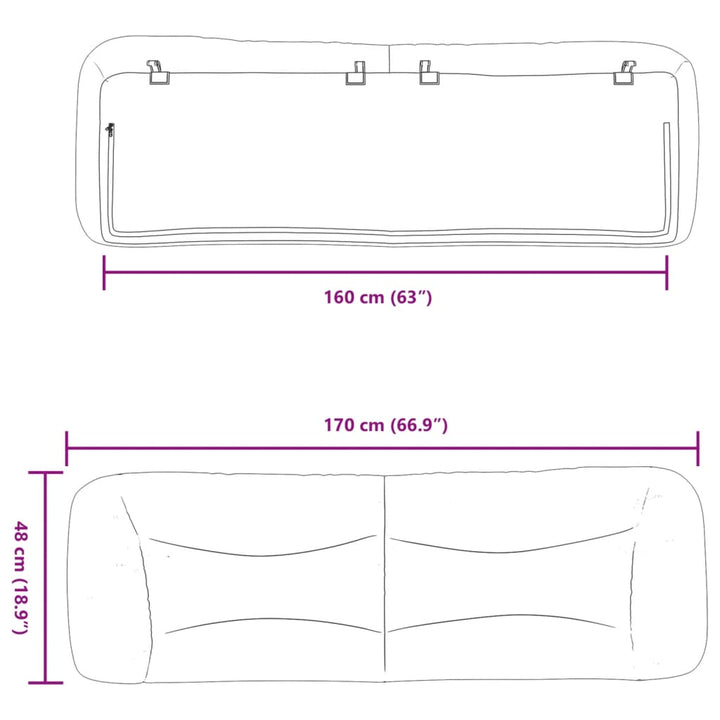 gavlpude 160 cm kunstlæder grå