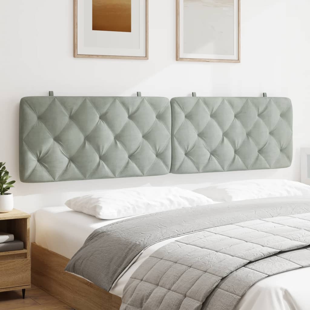 gavlpude 200 cm velour lysegrå